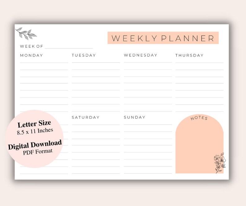 Weekly Planner Printable to Do List Minimal Weekly Planner - Etsy Canada