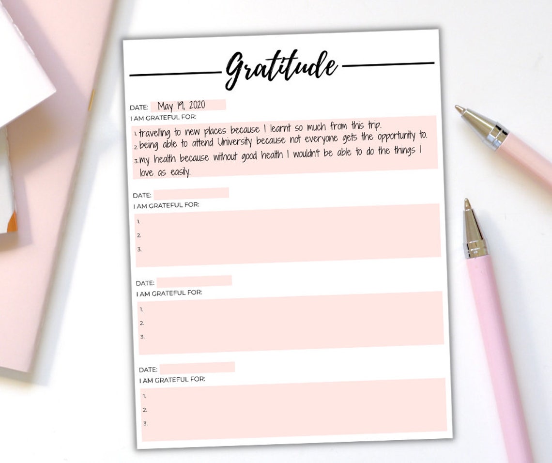 Daily Gratitude Journal Printable, Gratitude Journal PDF, Gratitude ...