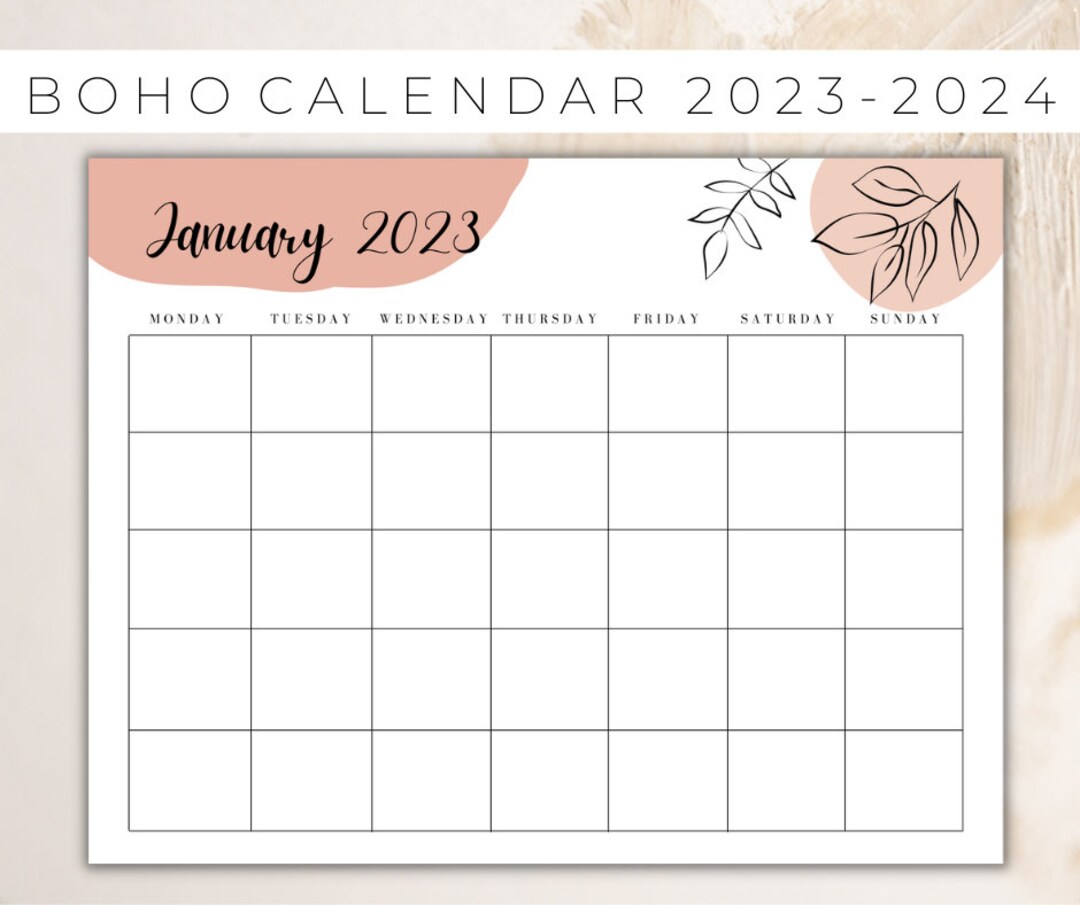 20232024 Monthly Calendar Bundle Neutral Boho Calendar Etsy