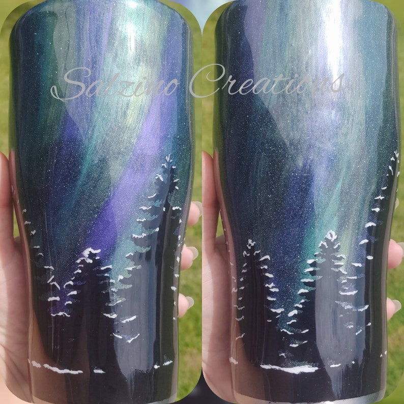 Custom Northern Lights Tumbler With Trees - Etsy