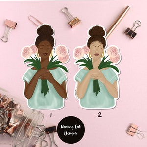 Peony- poc-ethnic - multicultural- Black Girl Magic- black woman - Valentine’s- Galentines Planner/Journal Scrapbooking Stickers