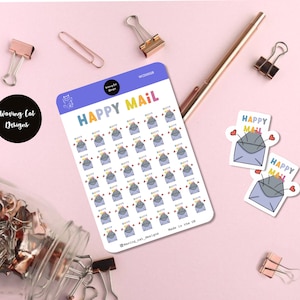 Adesivi con icone funzionali per buste Happy Mail/posta ordinaria, posta, adesivi per buste