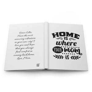 Diario de tapa dura "El hogar está donde está tu mamá", diario inspirador para mamá, regalo para una nueva aventura urbana, libro de recuerdos, diario de recuerdos