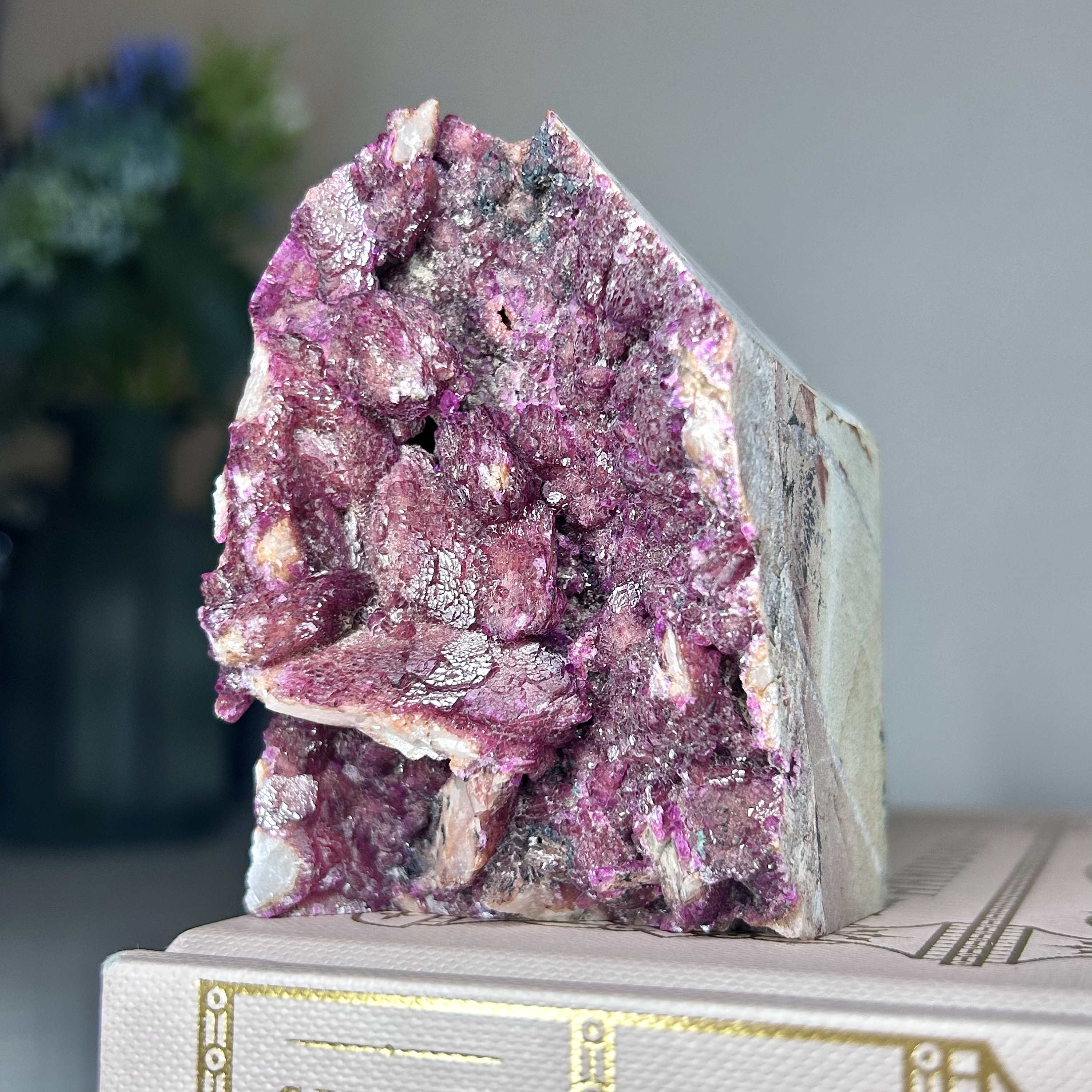 Unique Pink Cobalto Calcite - Raw Pink Calcite on Stone Matrix