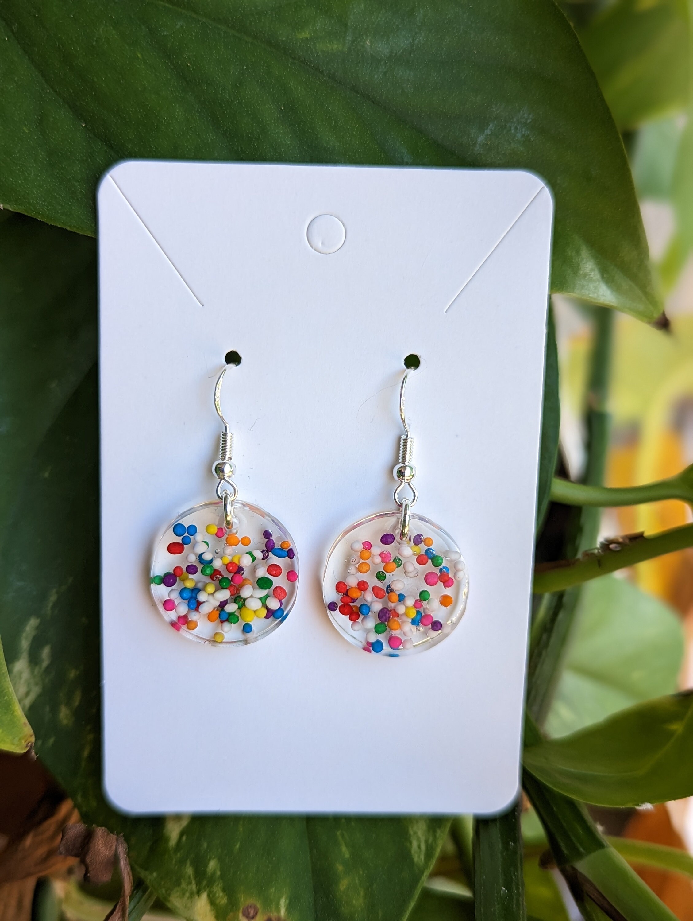 Candy sprinkle resin earrings Unique Earrings circle sprinkle