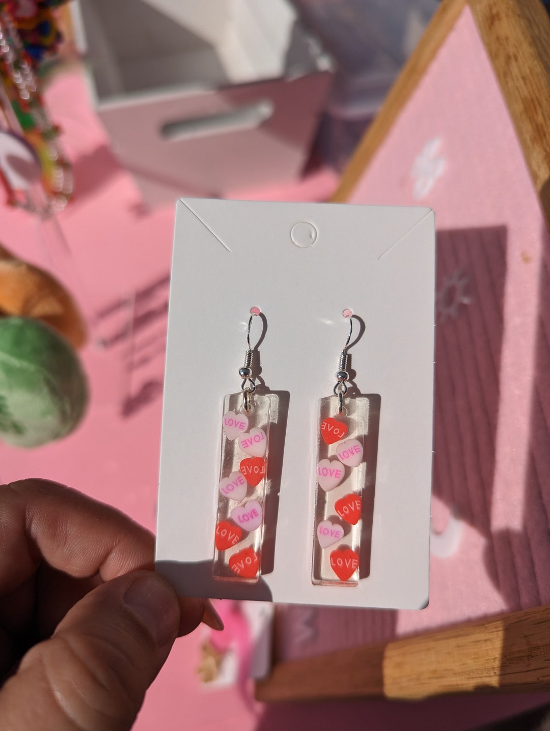 Candy Heart Earrings, Valentines Day Earrings, Conversation Heart