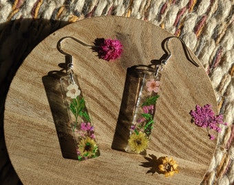 Dried flower Earrings, Boho flower earring, Boho