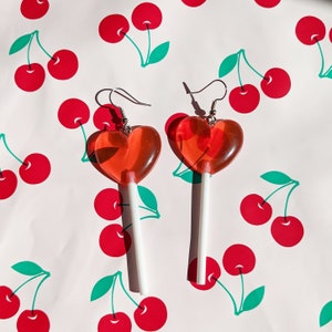 Valentine Lollipop Earrings, Heart Shape Lollipop, Valentine Earrings