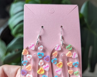 Candy Heart Earrings, Valentines Day Earrings, Conversation Heart Earrings, Candy Heart Earrings, Valentines Day Earrings, heart candy