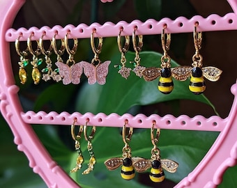 Bee Huggie hoop earrings, bee Huggie hoop only