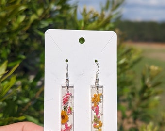 Handmade flower longies earrings, spring summer earring