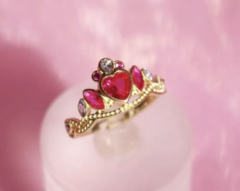 Princess ring,adjustable pink crown princess ring