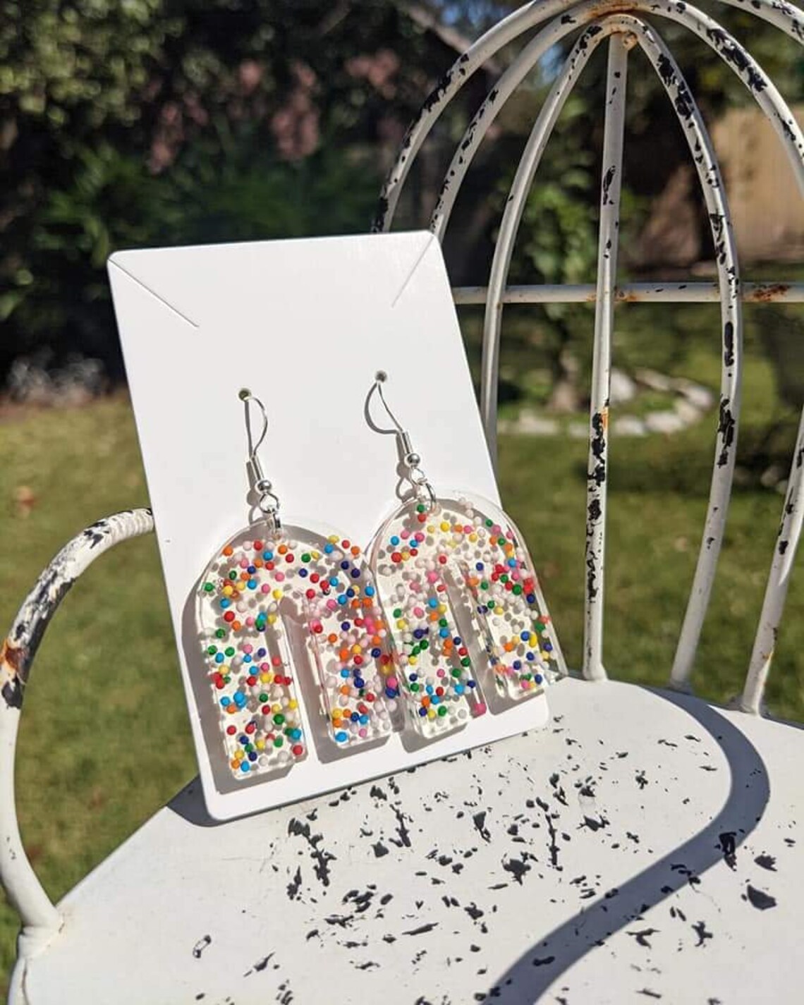 Candy Sprinkle Resin Earrings Unique Earrings Arch Sprinkle Etsy
