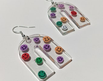 Funky Happy face hippie smiley earrings, funky jewelry, happy face jewelry