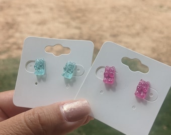 2 pairs Gummy Bear Earrings, gummy tiny Earrings, Kawaii Cute, Food Jewelry Earrings