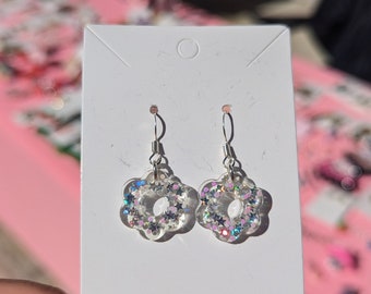 Stars Confetti earrings, confetti star silver earrings