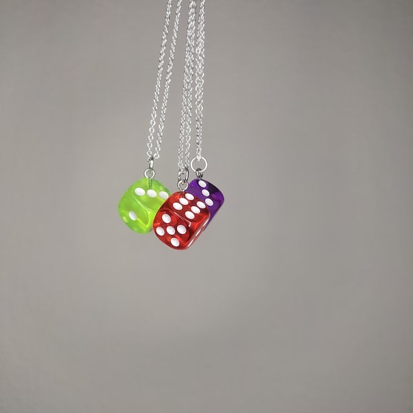 Dice kidcore necklace, handmade neon necklace, neon dice