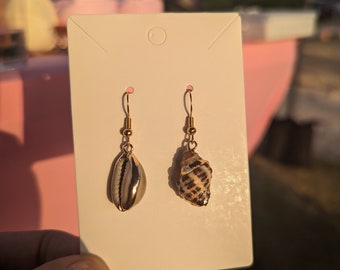 Shell earrings, mismatched shell cowrie earrings classy earrings fancy