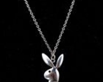 Silver Playboy necklace Y2K aesthetic