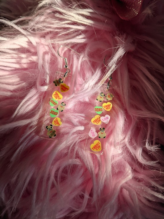 Valentine's Day earrings| resin Valentine's Day Dangle Earrings for Her