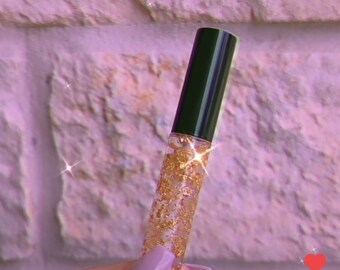 Custard flavor flake gloss, gold flakes lipgloss