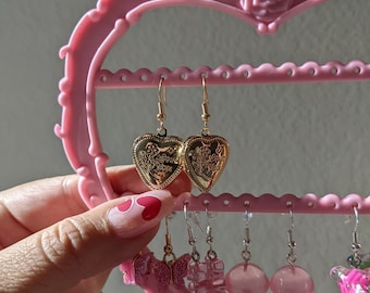 14K Gold Plated "Nostalgia" Heart Locket Huggie Earrings