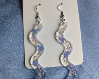 Y2K earrings, dolphin earrings, dolphin charms confetti earrings