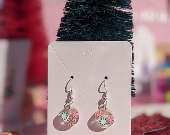 Christmas earrings, Christmas tree earrings earrings peppermint earrings