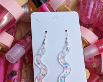 Snake EARRINGS, funky earrings, squiggly line earrings confetti earrings