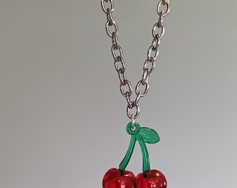 Cherry choker, cherry choker necklace, cherry choker Y2K chain necklace