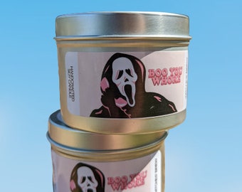 Spooky fun Halloween soy candle, candle with secret freebie