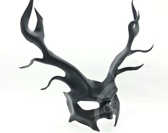 Black Leather Stag Mask for adults events, theme party or masquerade ball