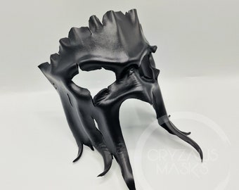 Black forest druid mask, Handcrafted leather Halloween and Costume Masks