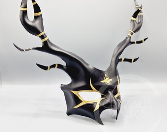Egyptian stag mask made from leather, Masquerade adult costume masks