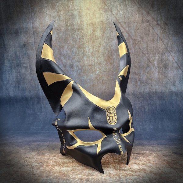 Anubis mask handmade from genuine leather, Black masks for adults, festivals, burning man, masquerade ball, cosplay costumes