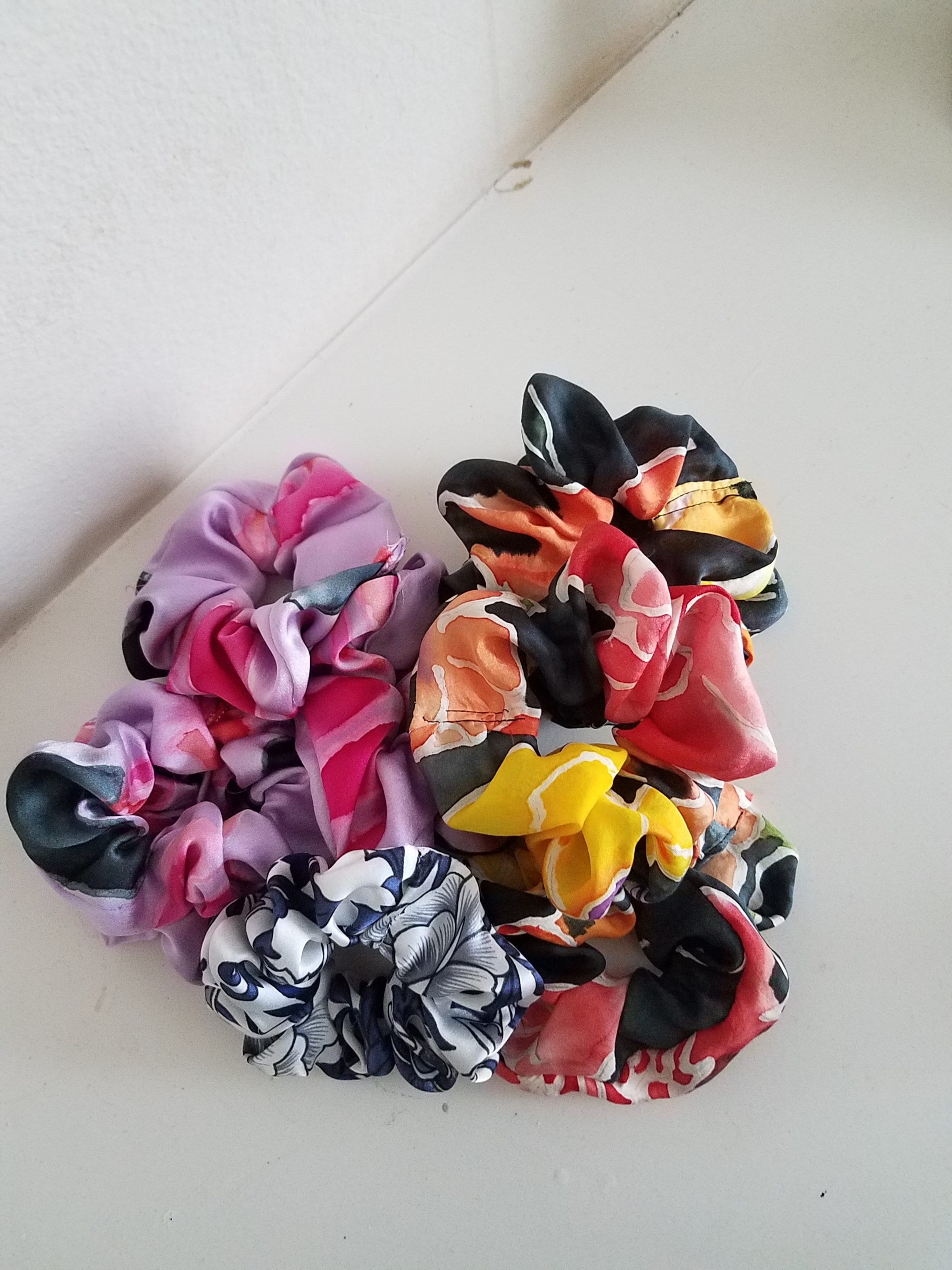 Jumbo 100% Mulberry Silk Cherry Print Black Scrunchie-Artisan Amazon.com : Silk Scrunchies for Women Ponytail Holders  main image 2