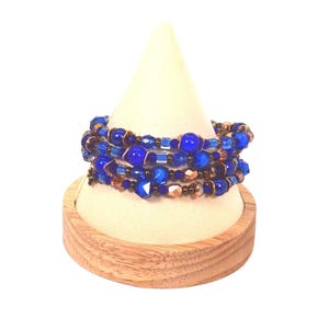 3-Wrap Blue & Copper Memory Wire Bracelet