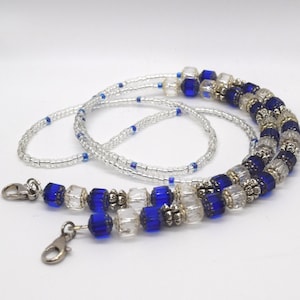 Blue Beaded ID Lanyard