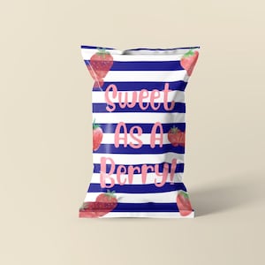 Editable Chip Bag Wrapper Strawberry Berry Sweet Striped Party Template PRINTABLE DOWNLOAD