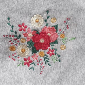 Beautiful modern flowers embroidery design | floral embroidery, embroidery file, 5 sizes. Instant download