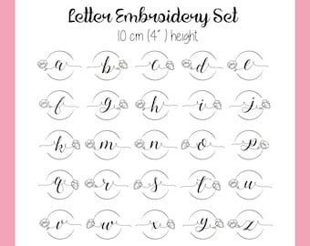 Floral Letter Embroidery Letter Set 10 cm / 4" | floral letter, embroidery design pattern