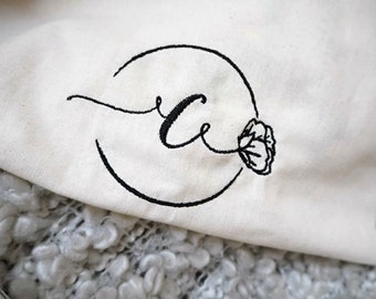 Letter Machine Embroidery "c"  10cm / 4", floral letter, embroidery design pattern