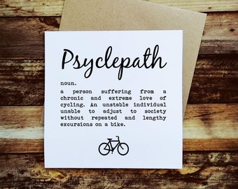 Cycling Card - Psyclepath - Bicycle Card, Bike Card