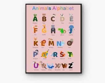 Alphabet poster, nursery decor, ABC Wall art, Alphabet Wall Art, Alphabet Print, nursery print, kids room decor, ABC print, ABC poster