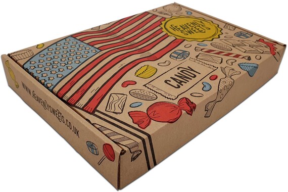 Chuches Americanas - Caja de regalo de caramelos y chocolates americanos -  Retro USA Candy - Cesta de regalo - cumpleaños, Navidad, Pascua - Heavenly