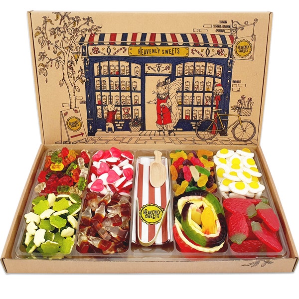 Heavenly Sweets 1.2kg Haribo Pick and Mix Hamper  – Retro Sweet Shop in a Box - Gift Hamper - Haribo Gift Box
