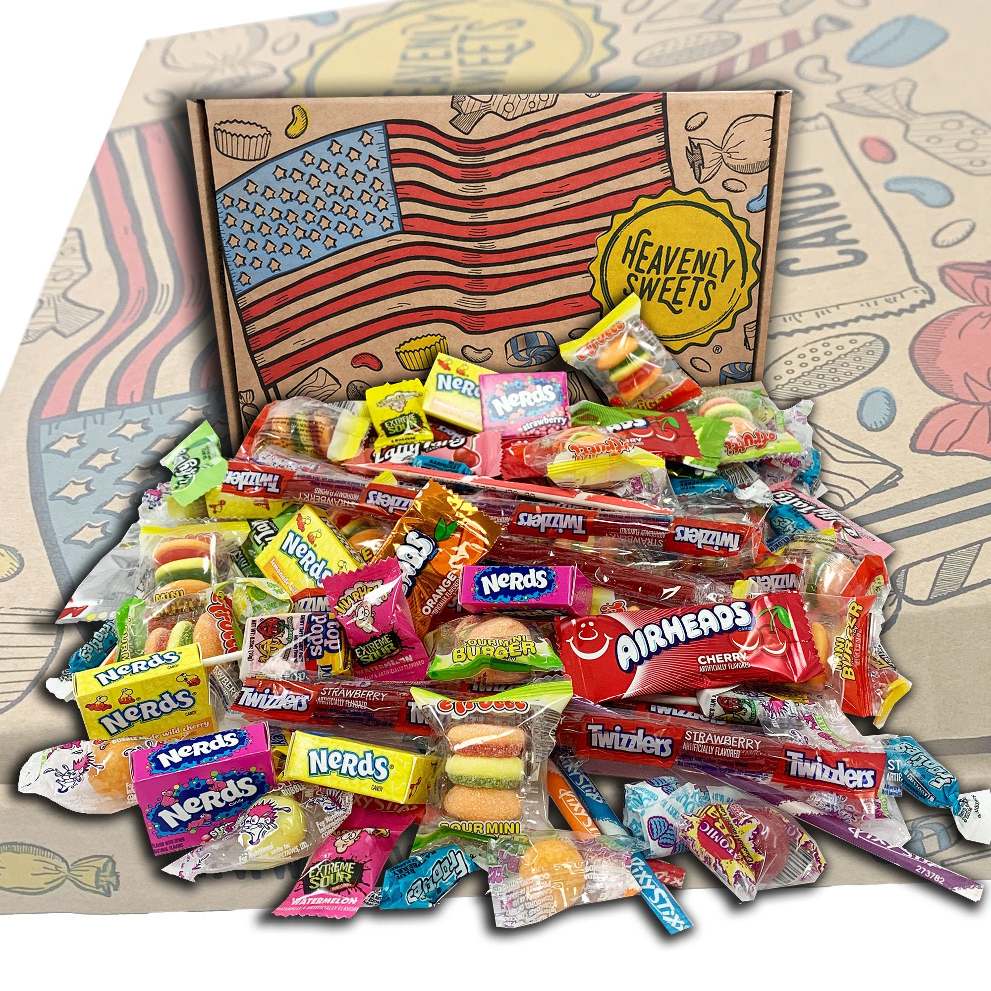 American Candy &Sweets Party Fifts Box.120 piezas Clásicos Etsy