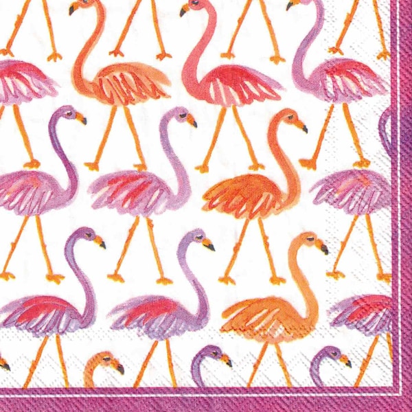 Flamingo Bird Paper Napkins : Inspire Your Decoupage Oyster Shells and other paper crafts with these Cocktail Size Decorative Paper Napkins