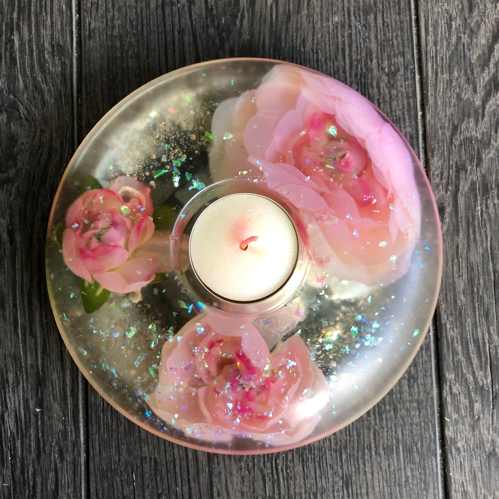 ROSES TEALIGHT HOLDER epoxy resin handmade resin candle Etsy