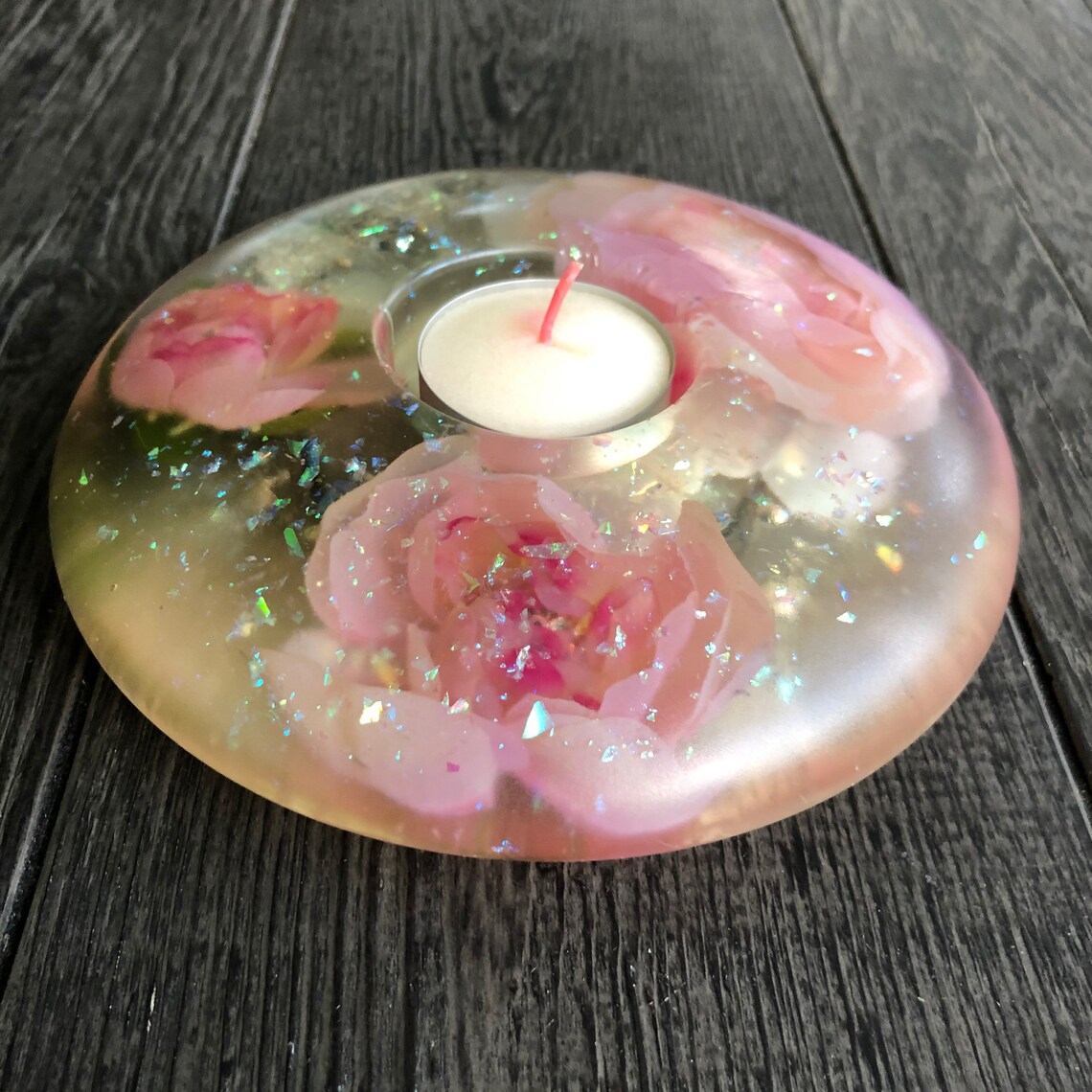 ROSES TEALIGHT HOLDER epoxy resin handmade resin candle Etsy